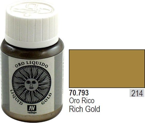 Vallejo 70.793, Guld, Alkoholbaserad färg, Vätska, 35 ml, 1 styck |