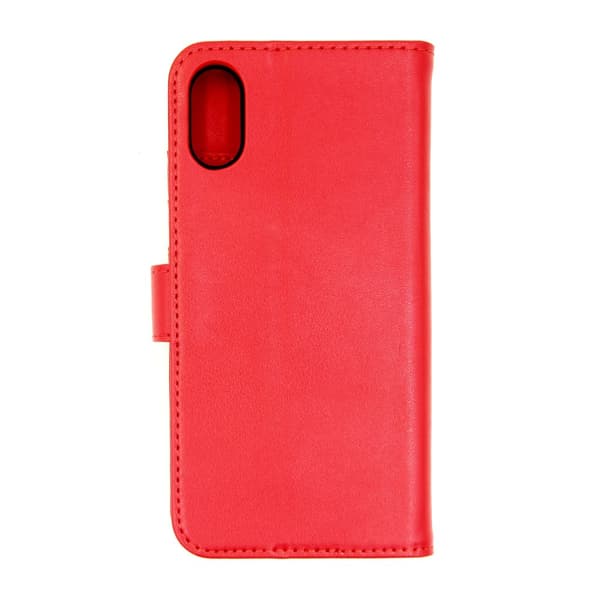 iPhone XR Plånboksfodral Läder med Stativ - Röd