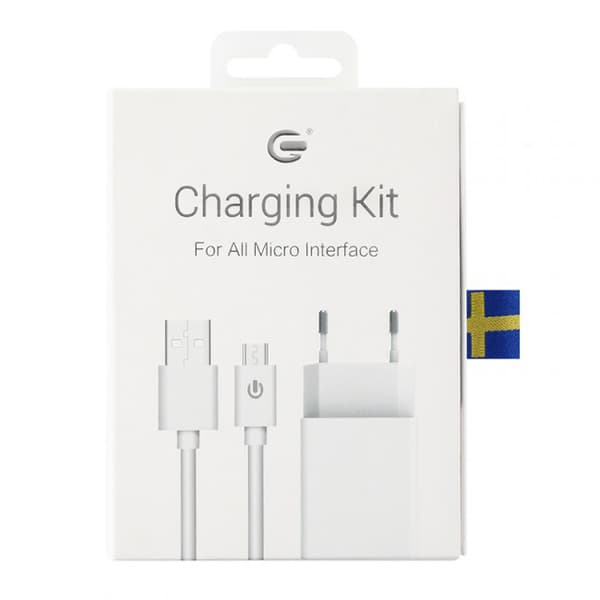 G-SP Laddare 2.1A + Laddkabel Micro-USB 1m - Vit