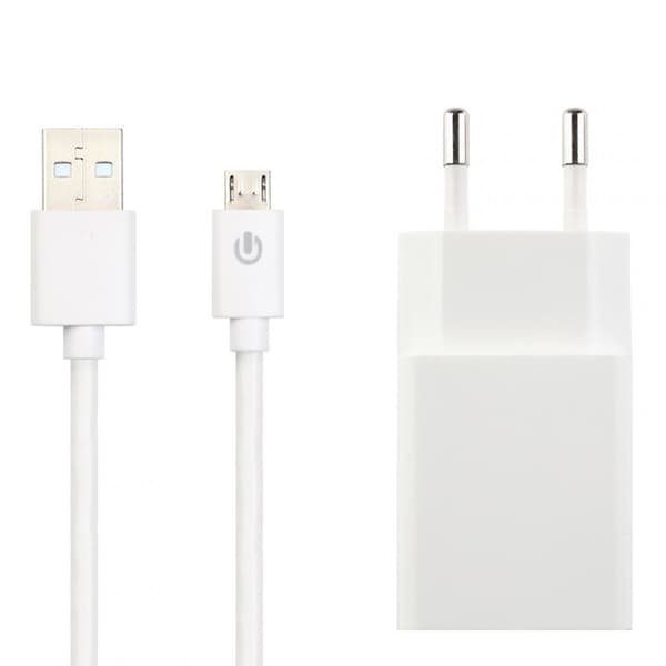 G-SP Laddare 2.1A + Laddkabel Micro-USB 1m - Vit