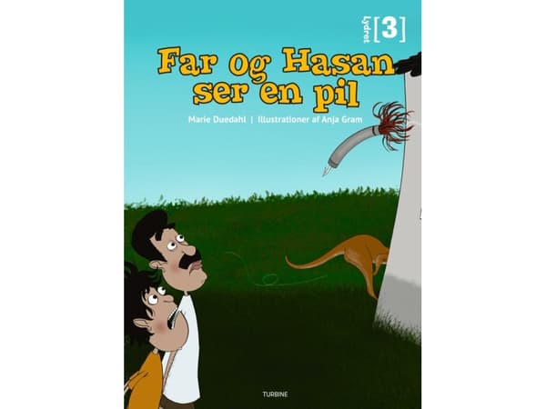 Far og Hasan ser en pil | Marie Duedahl