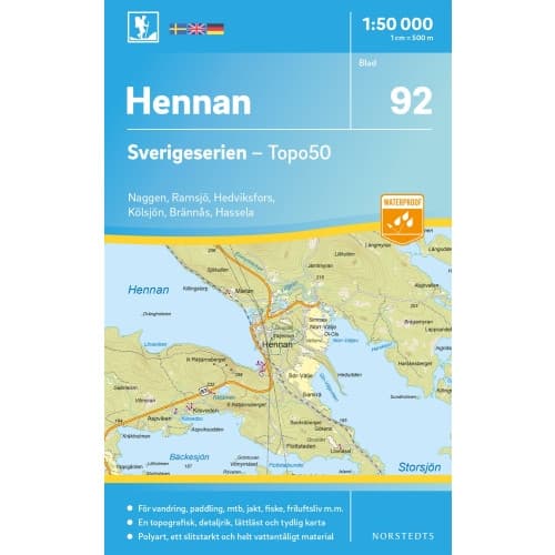 92 Hennan Sverigeserien Topo50 : Skala 1:50 000