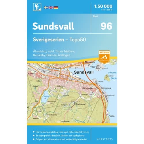 96 Sundsvall Sverigeserien Topo50 : Skala 1:50 000