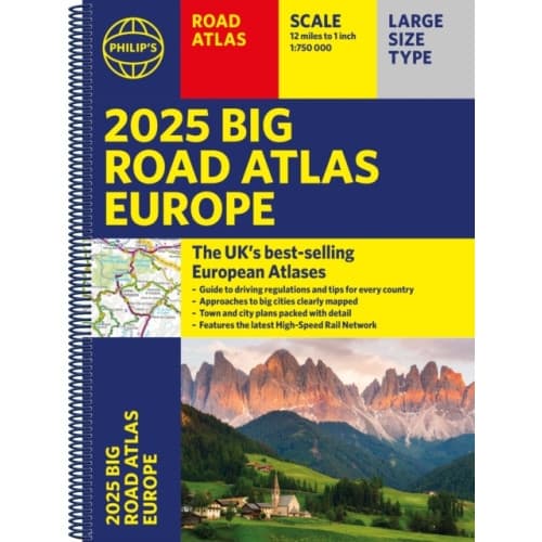 2025 Philip's Big Road Atlas of Europe (bok, spiral, eng)