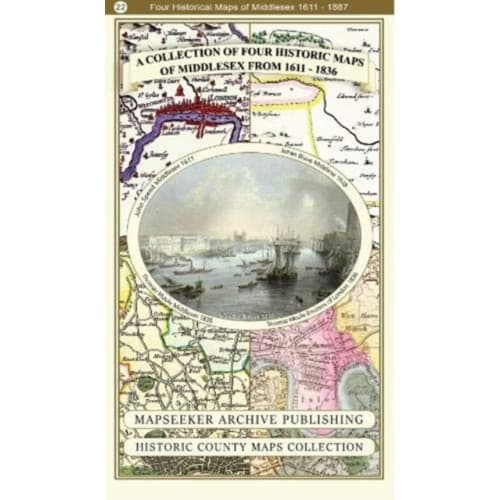 A Middlesex 1611 – 1836 – Fold Up Map that features a collection of Four Historic Maps, John Speed’s County Map 1611, Johan Blaeu’s County Map of 1648