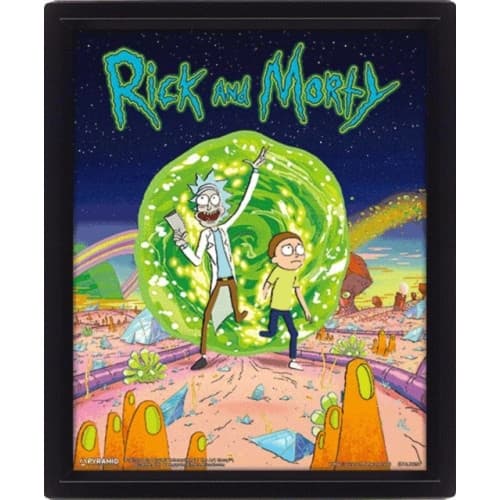 Rick And Morty (Portal) 10 x 8" 3D Lenticular Poster (Framed)