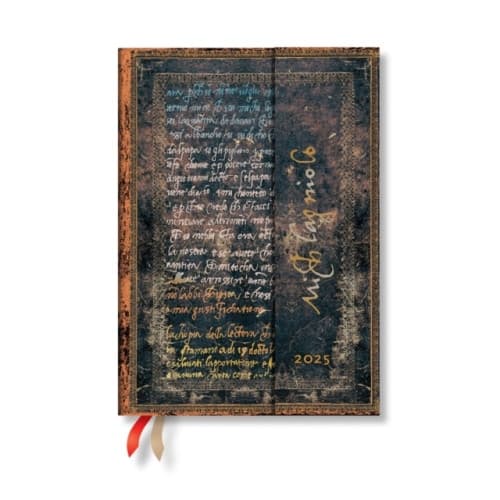 Michelangelo, Handwriting (Embellished Manuscripts Collection) Midi 12-month Horizontal Hardback Dayplanner 2025 (Wrap Closure) (inbunden, eng)