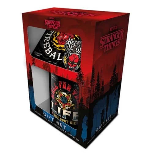 STRANGER THINGS 4 (HELLFIRE) MUG COASTER KEYCHAIN GIFT SET