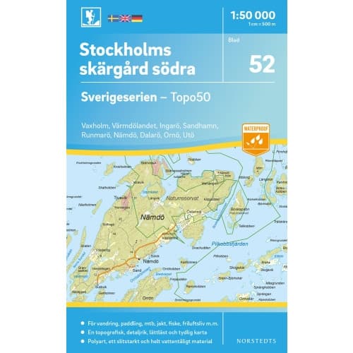 52 Stockholms skärgård södra Sverigeserien Topo50 : Skala 1:50 000