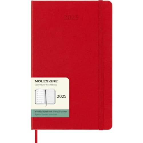 Moleskine 2025 12-Month Weekly Large Hardcover Notebook: Scarlet Red
