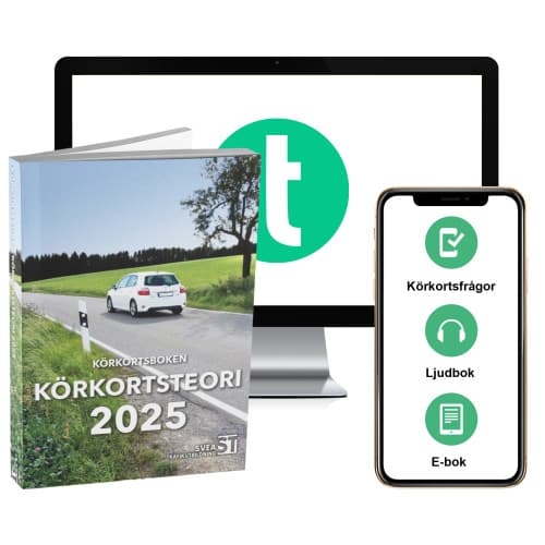Körkortsboken Körkortsteori 2025 (bok + digitalt teoripaket med körkortsfrågor, övningar, ljudbok & ebok) (häftad)