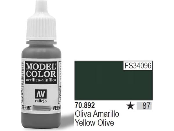 Vallejo 70.892, Oliv, Akrylfärg, Vätska, 17 ml, 1 styck |