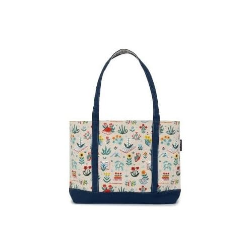 Books & Blooms Zippered Boat Tote (bok, eng)