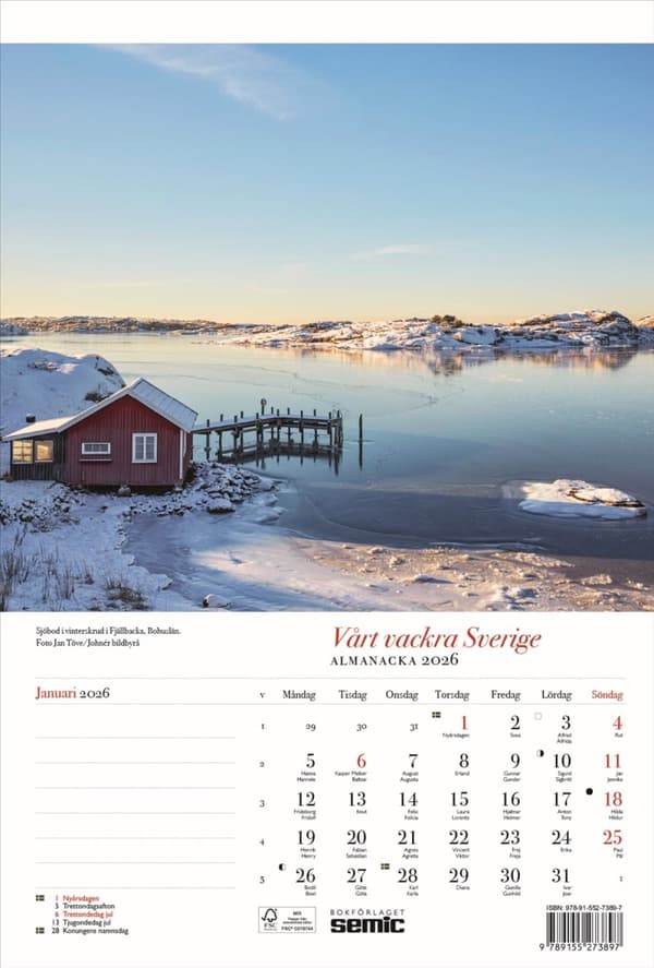 Vårt Vackra Sverige Almanacka 2026 (Bok)