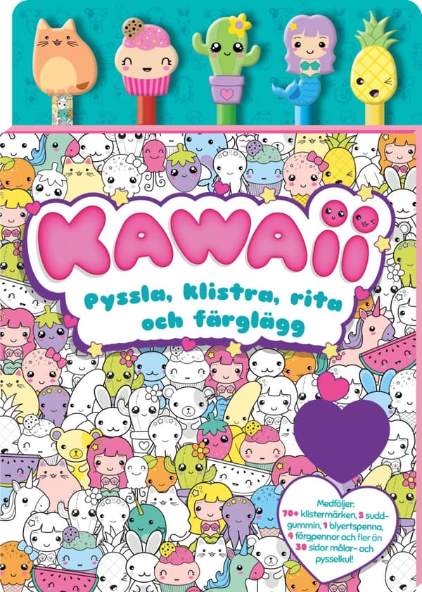 Kawaii - Pyssla, Klistra, Rita Och Färglägg (Bok)