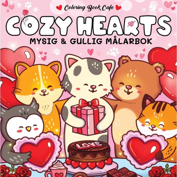 Målarbok : Cozy Hearts (Bok)