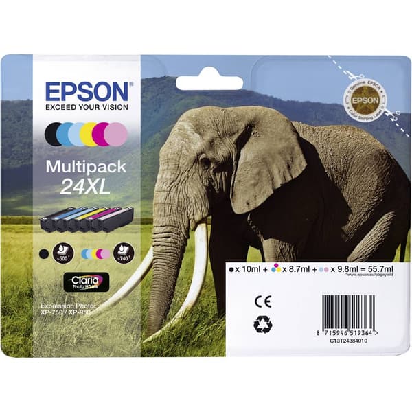 Epson Bläck T2438, 24XL Original Kombi-pack Svart, Cyan, Magenta, Gul, Ljus cyan, Ljus magenta C13T24384011