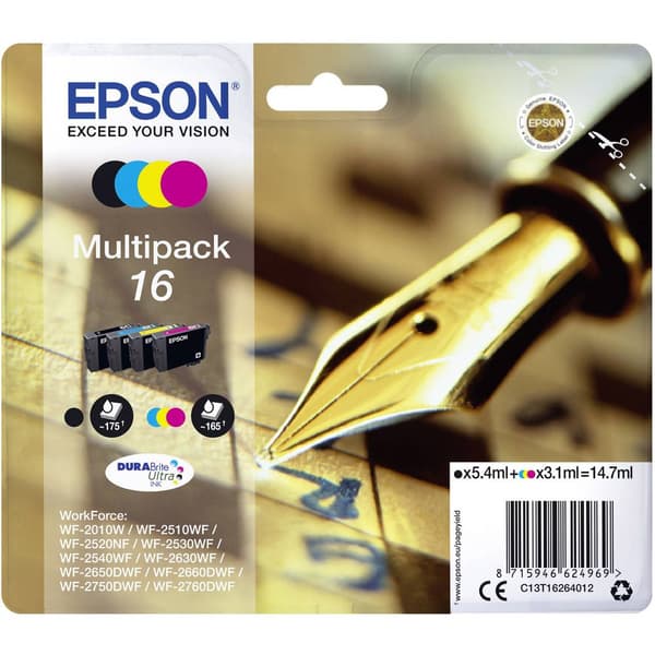 Epson Bläck T1626, 16 Original Kombi-pack Svart, Cyan, Magenta, Gul C13T16264012