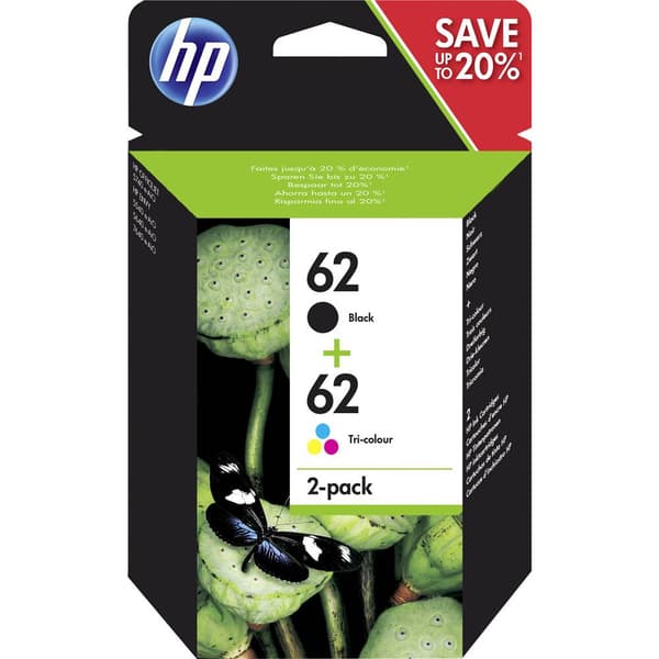 HP 62 Bläck Original Kombi-pack Svart, Cyan, Magenta, Gul N9J71AE Bläck