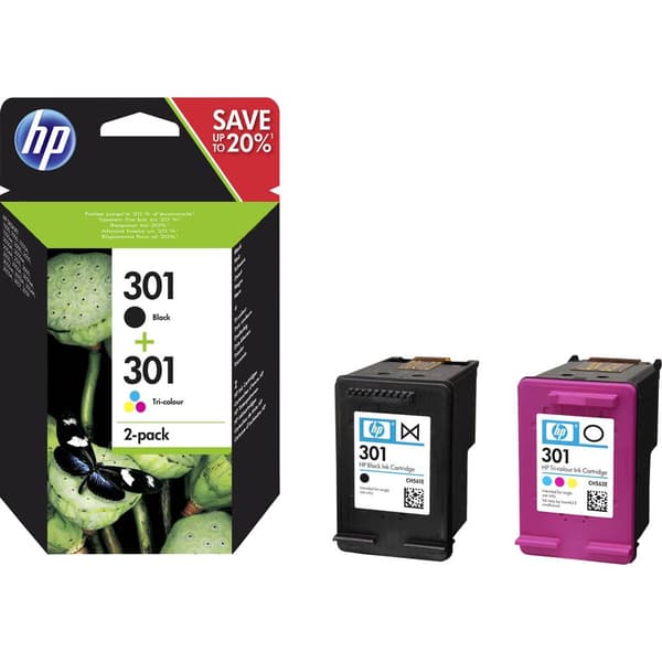 HP 301 Bläck Kombi-pack Original Svart, Cyan, Magenta, Gul N9J72AE Bläck