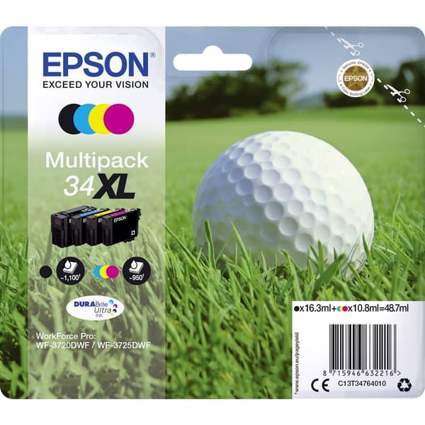 Epson Bläck T3476, 34XL Original Kombi-pack Svart, Cyan, Magenta, Gul C13T34764010