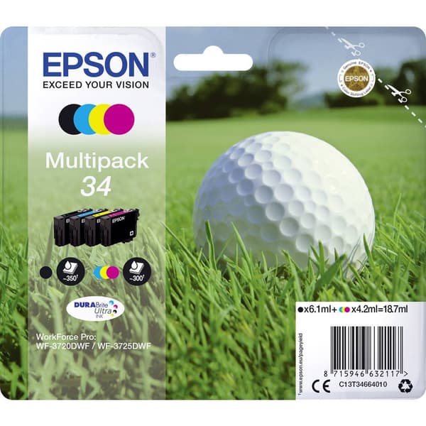 Epson Bläck T3466, 34 Original Kombi-pack Svart, Cyan, Magenta, Gul C13T34664010