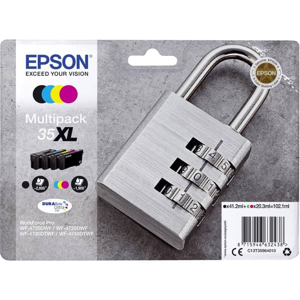 Epson Bläck T3596, 35XL Original Kombi-pack Svart, Cyan, Magenta, Gul C13T35964010