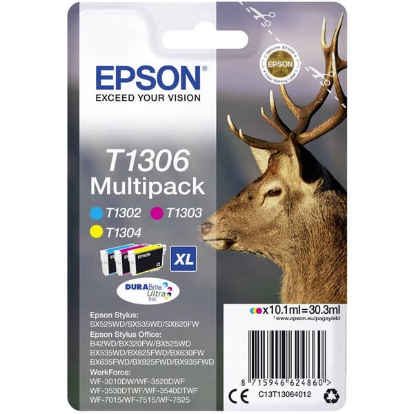 Epson Bläck T1306 Original Kombi-pack Cyan, Magenta, Gul C13T13064012