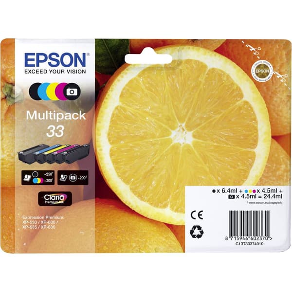 Epson Bläck T3337, 33 Original Kombi-pack Svart, Foto Svart, Cyan, Magenta, Gul C13T33374511