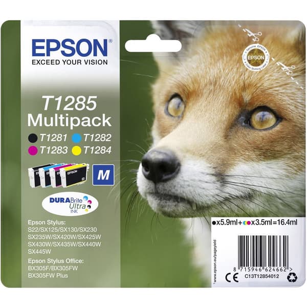 Epson Bläck T1285 Original Kombi-pack Svart, Cyan, Magenta, Gul C13T12854012
