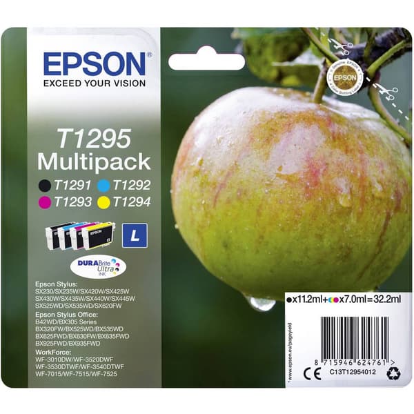 Epson Bläck T1295 Original Kombi-pack Svart, Cyan, Magenta, Gul C13T12954012