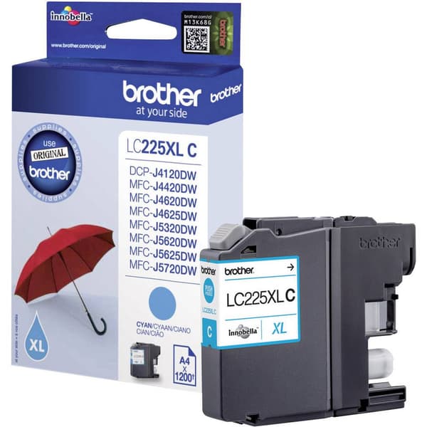 Brother Bläck LC-225XLC Original Cyan LC225XLC
