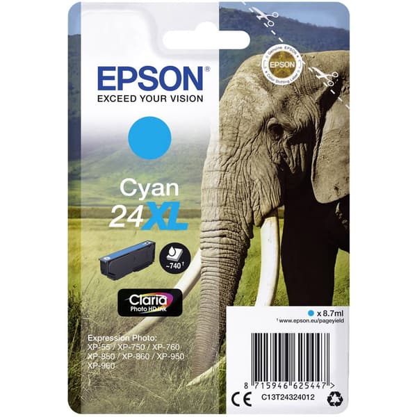 Epson Bläck T2432, 24XL Original Cyan C13T24324012