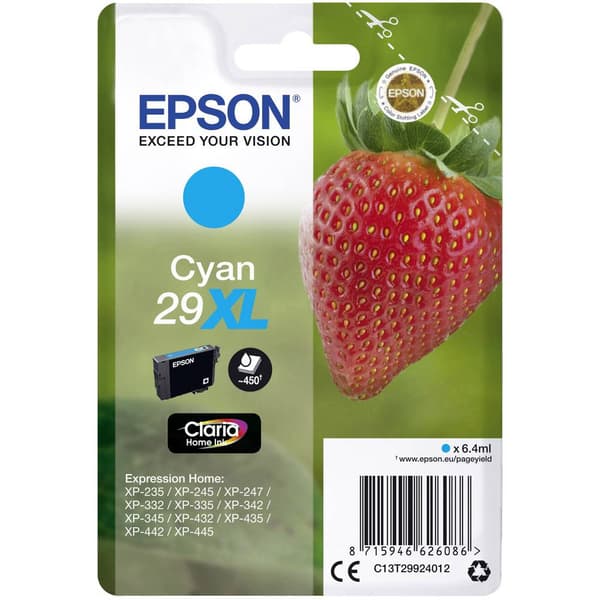 Epson Bläck T2992, 29XL Original Cyan C13T29924012