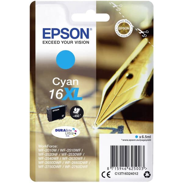 Epson Bläck T1632, 16XL Original Cyan C13T16324012