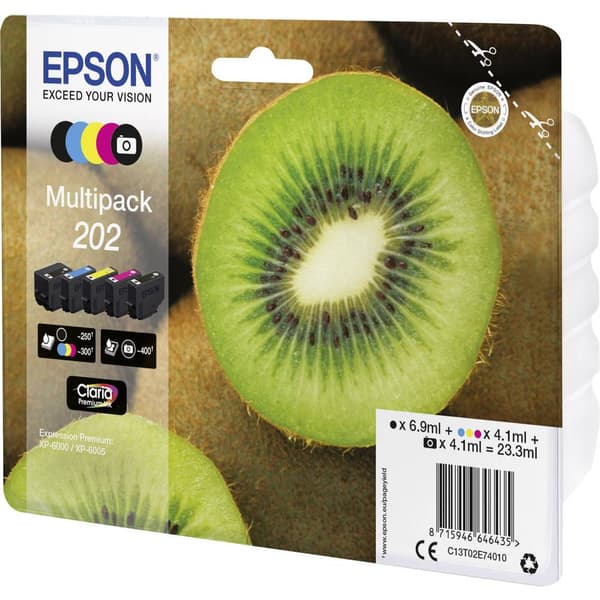 Epson Bläck T02E7, 202 Original Kombi-pack Svart, Foto Svart, Cyan, Magenta, Gul C13T02E74010