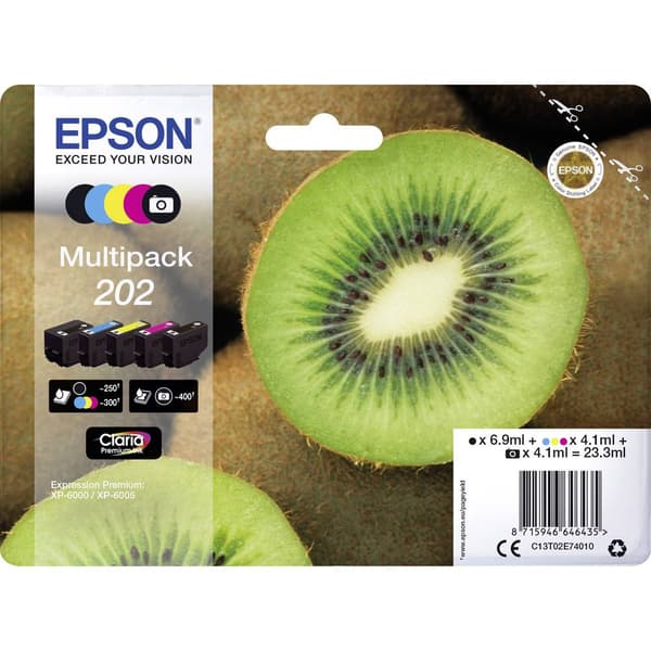 Epson Bläck T02E7, 202 Original Kombi-pack Svart, Foto Svart, Cyan, Magenta, Gul C13T02E74010