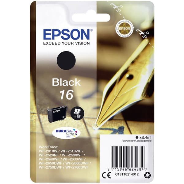 Epson Bläck T1621, 16 Original Svart C13T16214012