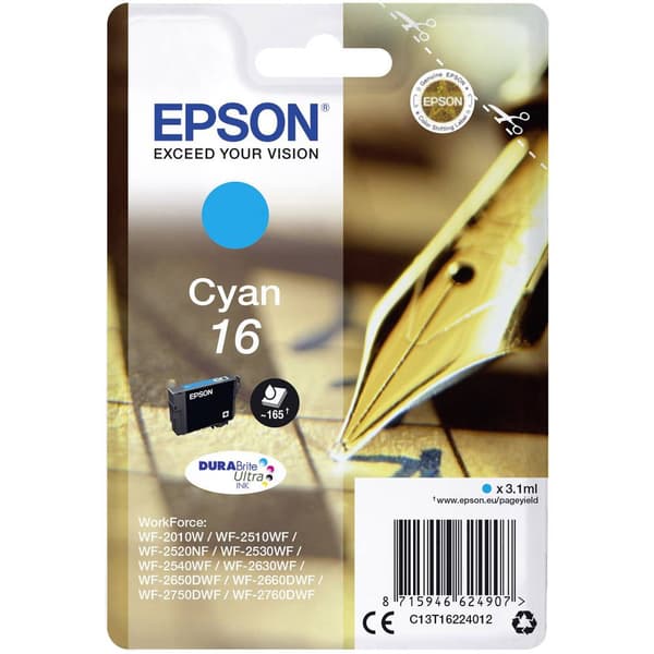 Epson Bläck T1622, 16 Original Cyan C13T16224012
