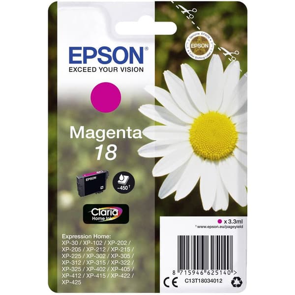 Epson Bläck T1803, 18 Original Magenta C13T18034012