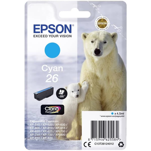 Epson Bläck T2612, 26 Original Cyan C13T26124012