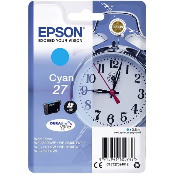 Epson Bläck T2702, 27 Original Cyan C13T27024012