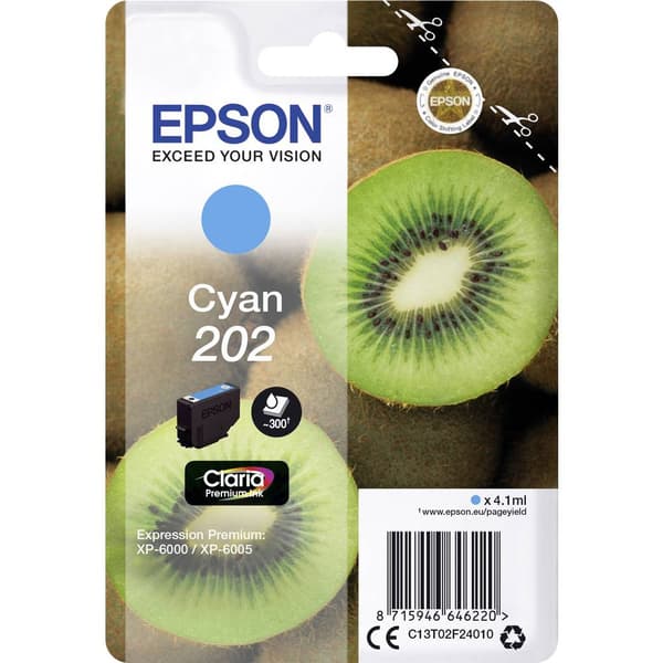 Epson Bläck T02F2, 202 Original Cyan C13T02F24010