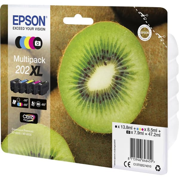 Epson Bläck T02G7, 202XL Original Kombi-pack Svart, Foto Svart, Cyan, Magenta, Gul C13T02G74010