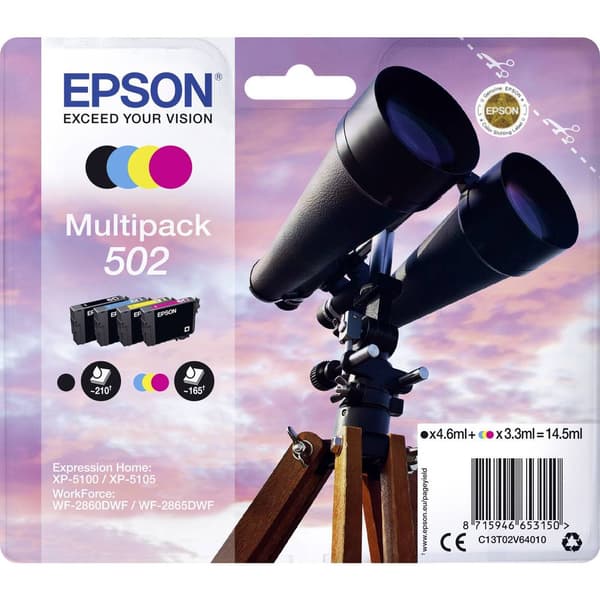 Epson Bläck T02V6, 502 Original Kombi-pack Svart, Cyan, Magenta, Gul C13T02V64010