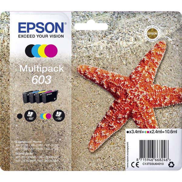 Epson Bläck T03U64, 603 Original Kombi-pack Svart, Cyan, Magenta, Gul C13T03U64010