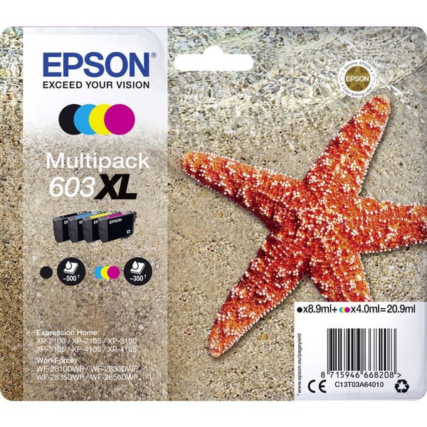 Epson Bläck T03A64, 603XL Original Kombi-pack Svart, Cyan, Magenta, Gul C13T03A64010