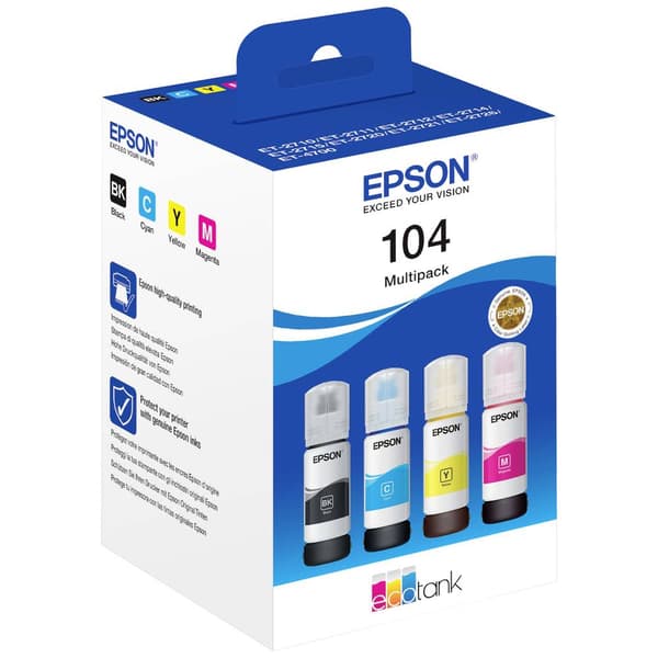 Epson C13T00P640 104 EcoTank Multipack Påfyllning Original Epson Svart, Cyan, Gul, Magenta 260 ml