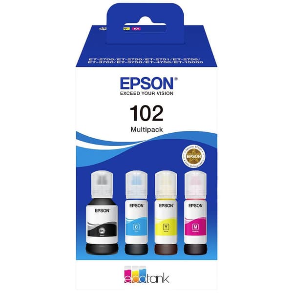 Epson C13T03R640 102 EcoTank Multipack Påfyllning Original Epson Svart, Cyan, Gul, Magenta 337 ml
