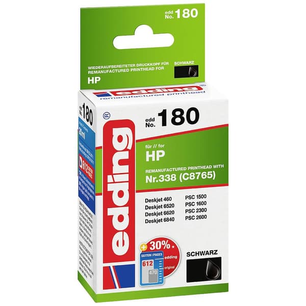 Edding Bläck Ersätter HP 338, C8765EE Kompatibel Svart EDD-180 18-180